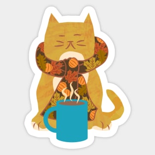 Cozy Coffee Cat Sticker